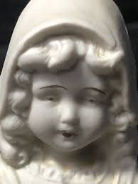 Antique Parian Ware Porcelain Bisque Woman Girl w Basket