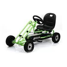 Pedal Go Cart Sporty 3 Point Steering Adjustable Seat Rally Wheels Lightweight Go Kart Racing Green Kids