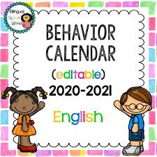 Behavior Calendar Editable 2020 2021 In 2020 Behavior Calendar 1st Day Of School Parents Conferences