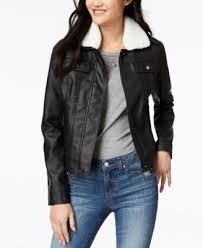 Juniors Faux Fur Collar Trucker Jacket Macys Com Trucker Jacket Women Dresses With Leggings Faux Leather Jackets