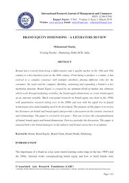 Pdf Brand Equity Dimensions A Literature Review