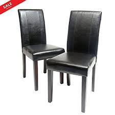 Solid Wood Leatherette Dining Chairs Set Of 2 Upholstered Dining Chair Modern C Black Leather Dining Chairs Black Dining Room Chairs Faux Leather Dining Chairs