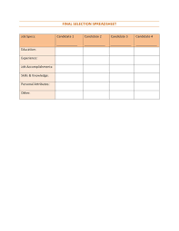 Form 7 Final Selection Spreadsheet Education Human Resource Management Spreadsheet