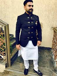 Client With Blue Bandhgala Jodhpuri Suit Wedding Outfit Men Indian Men Fashion Designer Suits For Men