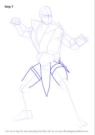 The first step is to draw the head and torso in the form of a circle and an oval. Learn How To Draw Scorpion From Mortal Kombat Mortal Kombat Step By Step Drawing Tutorials