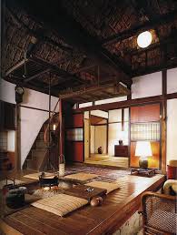 Designed by hayato komatsu architects , the rooms of this unique home are sectioned into boxes around the boundary of the site. Interior Of Japanese Country House With Central Fire Pit And Thatched Ceiling Japanese Country House Traditional Japanese House Japanese House