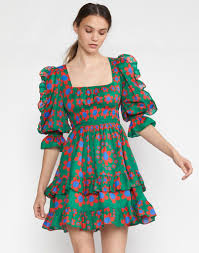 Spencer Smocked Mini Ruffle Dress Dresses Ruffle Dress Square Neck Dress