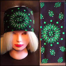 Green & Black Bling Bandana Full Star
