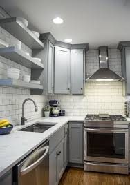 Brite White Subway Tile 3x6 Classic French Gray Shaker Cabinets Msi Carrara Grigio Quartz Kitchen Cabinet Design Cottage Kitchen Design New Kitchen Cabinets