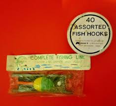 Vintage Kmart Assorted Fish Hooks Tin Empty Complete Fishing Line In A Bag Kmart Architect Gift Fishing Line Fish Hook
