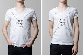 T Shirt Mock Up V Neck Male Model Edition