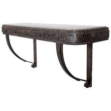 Small Art Deco Cast Iron Wall Mounted Console Table Taupe Colored Marble Top Art Deco Console Table Art Deco Table Lamps Modern Console Tables