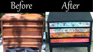 Paint Pouring On Furniture Refinished Nightstand Fluid Art Before And Art Furniture Painted Painting Fabric Furniture Cool Paintings