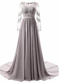 Grey Long Sleeves Applique Chiffon Formal Gowns 2019 Grey Prom Dress Bemybridesmaid Formal Dresses Long Evening Dresses Long Long Sleeve Evening Dresses