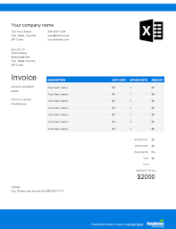 excel invoice template free downloadable templates freshbooks