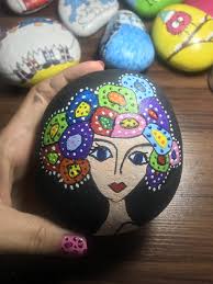 Kadin Figuru Tas Boyama Painted Rocks Painting Rock