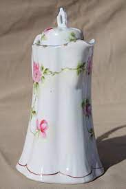 Limited time sale easy return. Antique Hand Painted Japan China Chocolate Pot Tall Tea Coffee Pot With Flowers
