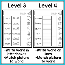 Digraph online worksheet for kindergarten. Diphthong And Vowel Digraphs Worksheets No Prep Write Cut And Paste Autism Work Tasks
