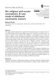 Sample letter for religous exemption. Pdf On Religious And Secular Exemptions A Case Study Of Childhood Vaccination Waivers