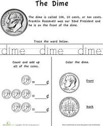 Learn The Coins The Dime Worksheet Education Com Kindergarten Money Worksheets Money Kindergarten Money Worksheets