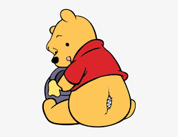 Winnie the pooh, the honey loving silly old bear attempts to get honey from a bee tree, so after climbing the tree didn't work, he borrows christopher robin's balloon, dunks himself in mud and floats to the top of the honey tree incognito as a little black rain cloud. Winnie Eating Honey Winnie The Pooh Transparent Png 437x553 Free Download On Nicepng