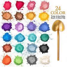Amazon Com Sumile Mica Powder 24 Colors 240g Cosmetic Grade Mica Powder Natural Mica Mineral Powder Pearl Dyes Fo Resin Crafts Homemade Shampoo Mica Cosmetics