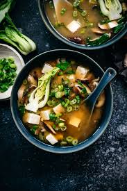 Vegan Miso Soup With Tofu And Mushrooms Crowded Kitchen Recipe In 2020 Vegan Miso Soup Healthy Soup Recipes Miso Soup Recipe