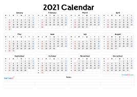 12 month 2021 calendar on one page. 2021 Free Printable Yearly Calendar With Week Numbers