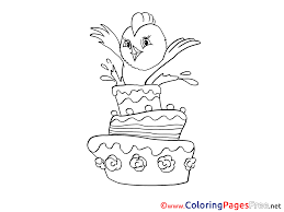 Printable coloring sheets of cakes and characters make an awesome free birthday activity! Chicken Happy Birthday Coloring Pages Free