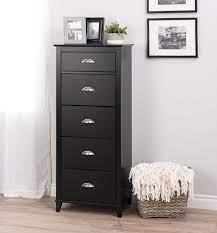 Brushed nickel hooded pulls enhance. Prepac Yaletown 5 Drawer Tall Chest Black Walmart Com Walmart Com