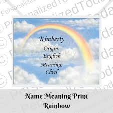 Rainbow First Name Meaning Print Kimberly Or Any Personalized Name Names With Meaning Personalized Baby Book Baby Prints