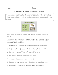 Nouns Worksheets Irregular Nouns Worksheets Irregular Nouns Nouns Worksheet Nouns