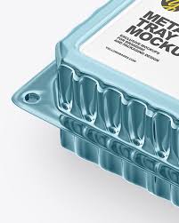 Various food packaging template for branding. Metallic Food Tray Mockup In Tray Platter Mockups On Yellow Images Object Mockups
