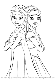 How To Draw Elsa And Anna From Frozen Fever Drawingtutorials101 Com How To Draw Elsa Frozen Drawings Disney Princess Coloring Pages
