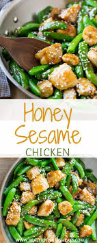 Honey Sesame Chicken Healthy Recipes Chicken Recipes Snap Peas Best Chicken Recipes Healthy Fitness Meals Healthy Chicken Recipes Best Chicken Recipes