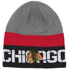 Blackhawks alternate shootout black fitted hat by zephyr reg. Chicago Blackhawks Center Ice Skull Knit Hat