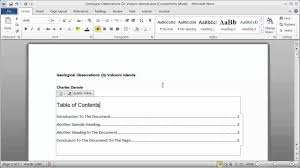 Creating A Table Of Contents In A Word Document Part 1 Within Contents Page Word Template Be In 2020 Word Template Table Of Contents Template Invoice Template Word