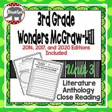 Wonders Mcgraw Hill 3rd Grade Close Reading Literature Anthology Book Unit 3 In 2020 Mcgraw Hill Wonders Reading Vocabulary Close Reading Literature