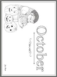 August is here coloring page. Jan Brett S Months Of The Year Coloring Pages October