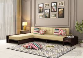 This living room furniture style offers versatile modular design, a plus if you enjoy rearranging your decor. Buy Cortez L Shaped Wooden Sofa Walnut Finish Online In India Wooden Street