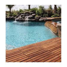 Ez Floor 12 X 12 Teak Wood Snap In Deck Tiles In Oiled Deck Tile Wood Deck Tiles Interlocking Flooring