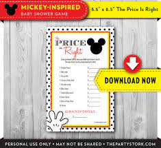 Mickey Mouse Baby Shower Game Price Is Right By Thepartystork 6 99 Mickey Mouse Baby Shower Boy Baby Shower Games Printable Baby Shower Games