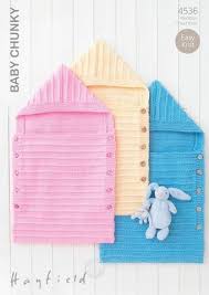 Snuggle your baby with these knitting patterns. Babies Sleeping Bags In Hayfield Baby Chunky 4536 Deramores