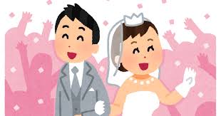 祝福されている新郎新婦のイラスト（結婚式） | かわいいフリー素材集 ...