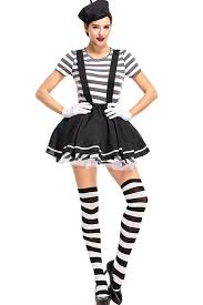 Black And White Halloween Costume Women Black White Halloween Stripe Clown Costume Clown Costume Women Black And White Clown Black White Halloween