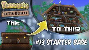 This versatile terraria castle combines a solid base for your npcs to set up shop with an intricate and decorative castle built on top. Terraria Let S Build Part 13 Starter Houses Base Tutorial Survive Your First Night Youtube