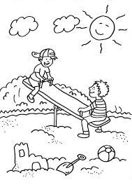 Ausmalbild Sommer Kinder Auf Der Wippe Ausmalen Kostenlos Ausdrucken In 2021 Bilder Zum Ausmalen Kostenlos Ausmalbilder Ausmalen