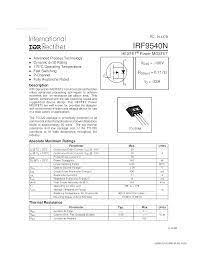 ©2002 fairchild semiconductor corporation irf540n rev. F9540n Datasheet International Rectifier Pdf Data Sheet Free From Www Radioradar Net