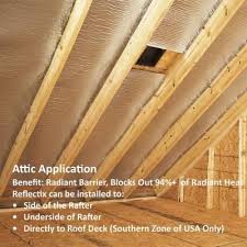 Radiant barriers are utilized to reduce summer heat gain in attics. Reflectix 24 In X 25 Ft Double Reflective Insulation Roll With Staple Tab Edge St24025 The Home Depot Reflective Insulation Home Insulation Diy Insulation