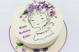 Happy birthday sister flowers and cake. Best Collection Of Happy Birthday Cakes For Sister